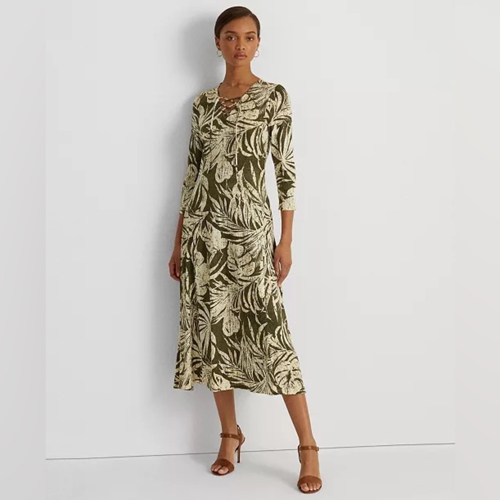 Black Label Ralph Lauren botanical palm maxi dress w resort vacay vibe
